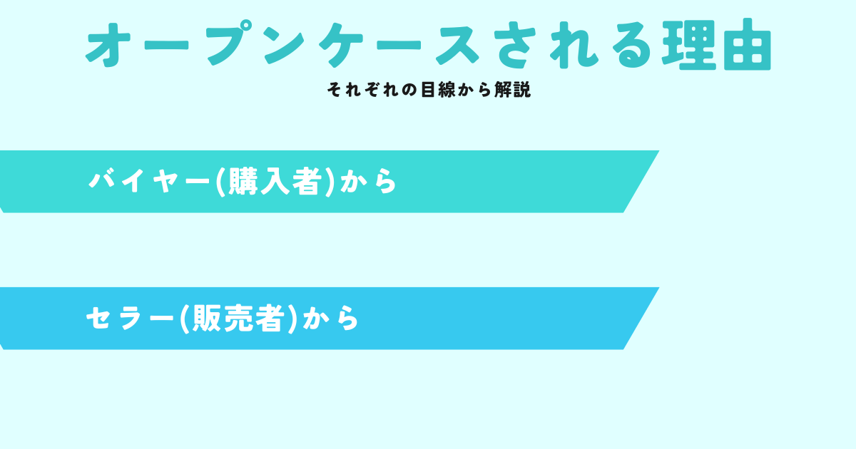 オープンケースされる理由について、バイヤーとセラー目線からの解説。