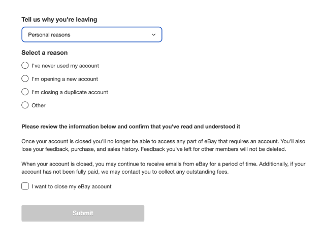 アカウント削除の理由