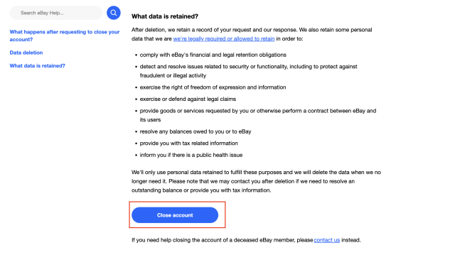 アカウントの閉鎖
