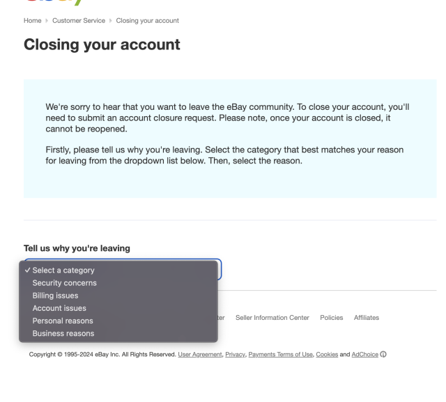 理由の詳細を選択