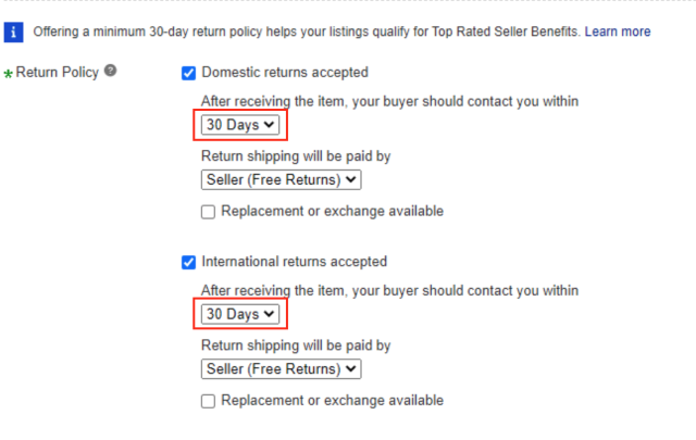 返品受け入れ期間の設定