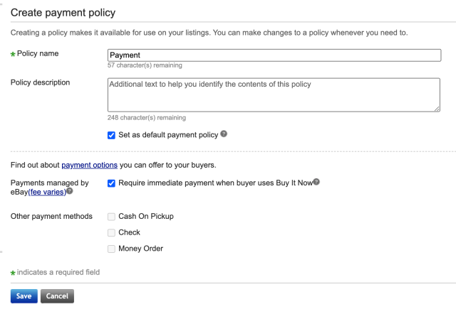 ペイメントポリシーのおすすめ設定