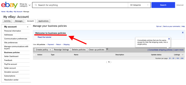 ビジネスポリシーの有効化の完了