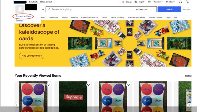 「Account setting」をクリック