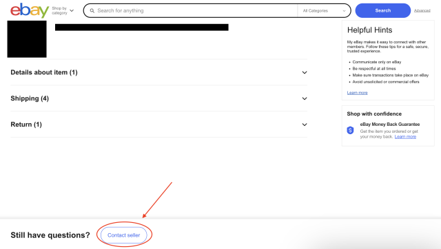 セラーへの問い合わせ手順3